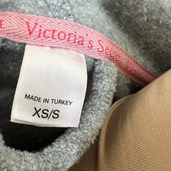 Y2K Victoria's Secret Hooded Robe XS/SM Gray Contrasting Trim Belted House Coat - Picture 9 of 10
